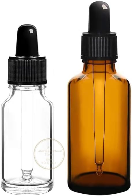 10pcs/lot 5ml to 100ml Lab Brown/Clear Glass Dropper Bottle, Cosmetic Essence Dropper Bottle(20ml Transparent)