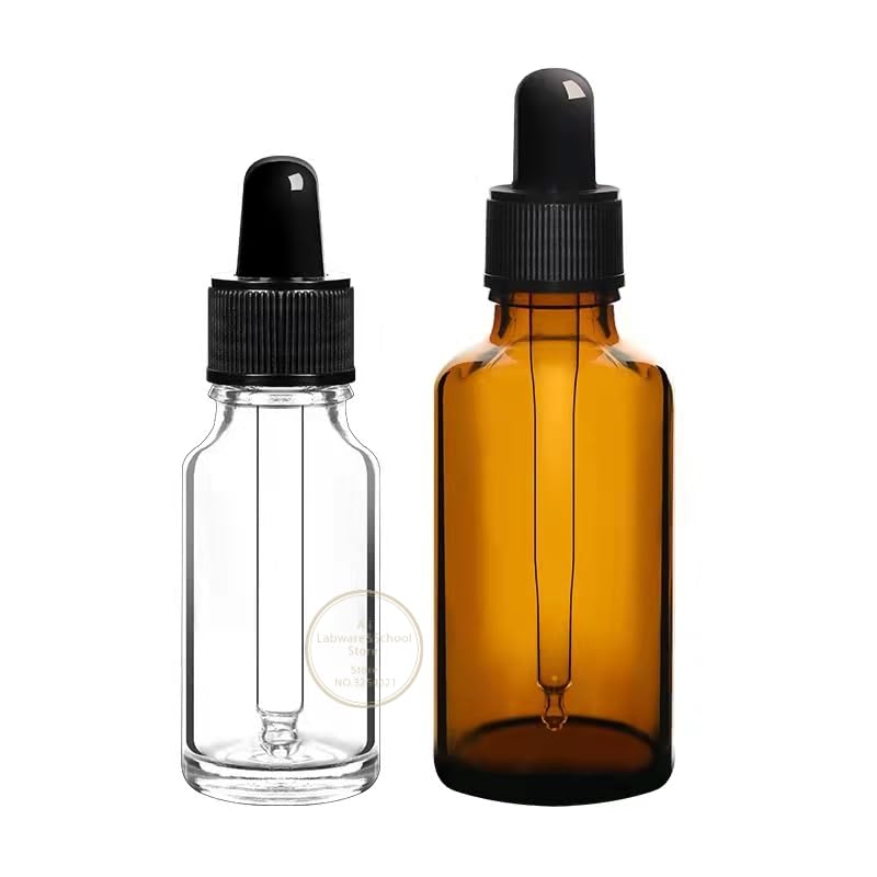 10 unids/Lote 5ml a 100ml Laboratorio marrón/Botella cuentagotas de Vidrio Transparente, Botella cuentagotas de Esencia cosmética(50ml Brown)