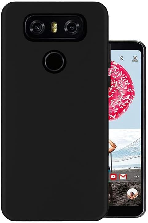 NoWide Back Cover Case for Lg G6, Silicone Shockproof Phone Case with [Soft Anti-Scratch Microfiber Lining] Black (Pack of 2)