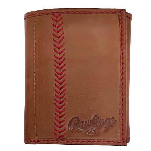 Rawlings Baseball Stitch Trifold Wallet Brown