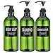 33,8 oz Botellas vacías de champú con Ducha, Segbeauty 3pcs 1000ml Bomba Botellas de champú y acondicionador, jabón líquido dispensador de jabón Corporal, plástico Verde Press dispensador