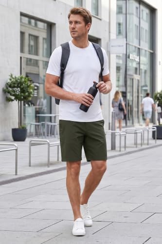 QPNGRP Men's 9" Inseam Stretch Quick Dry Lightweight Casual Golf Shorts with 3 Pockets Army XX-Large - 1