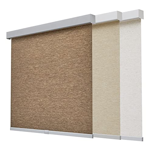 Tonature Free-Stop Cordless Shades with Valance, Natural Woven Cordless Blinds,