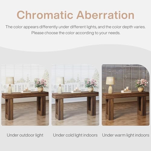 160cm - Long Console Table, Wooden Rectangular Sofa Table for Behind the Couch, Farmhouse - Style Entryway Table Suited for Entrances, Hallways, and Living Rooms (Rustic Brown)