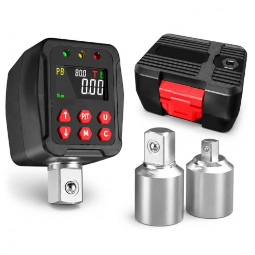VOBOR Digitaler Drehmomentadapter 1/2 Zoll, 10-200 Nm Set mit Adaptern 1/4" & 3/8", voreinstellbar, LCD-Anzeige & Summer, +/-1% Genauigkeit, Aufbewahrungskoffer, für Auto, Motorrad, Fahrrad