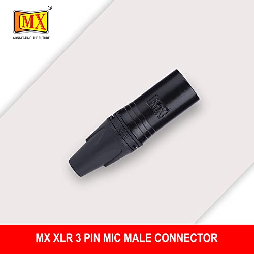 Image of MX 3 Pin XLR connector Microphone Connector pin Pure Copper Nickel Plated Pins1 for High Conductivity microphone cable connector PERENT (3 PIN BLACK COATING, Pack of 10, Male Connector)