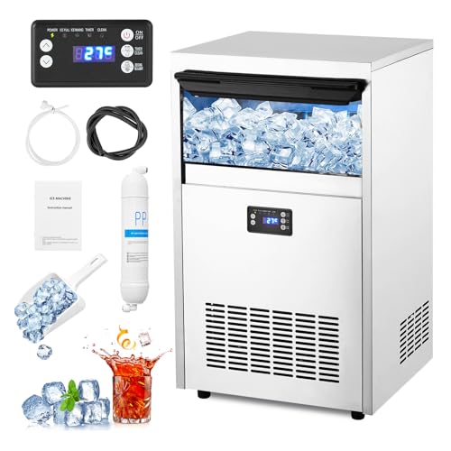 Commercial Ice Maker Machine, 120Lbs/24H, 45Lbs Storage Bin, 0.9Inch Thick Ice Cube Ice Machine Automatic Cleaning Function Ideal for Home, Bar, Hotel, Restaurant -  PioneerWorks, KS-50
