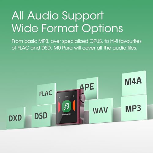Image of SHANLING M0 Pura Hi-Res MP3 Music Player with Bluetooth 5.0,Portable Digital Audio Player, 2X CS43131 DAC,APP Control,3.5mm /Type-C Jack,384kHz /32bit,250mW@32Ω,MTouch OS (Berry Purple)