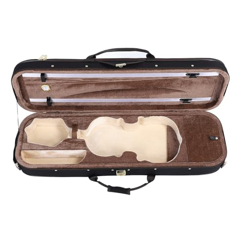 4/4 Full Size Professional Oblong Violin Case With Hygrometer, Lightweight Portable Backpack Style Hard Case With Carry Straps & Foam Interior