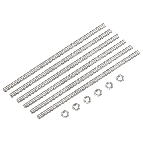 QUARKZMAN 6pz M3 x 300mm Completamente Barra Filettata con 6pz Esagonale Dadi, 0,5mm Passo Barra Filettata in Acciaio Inox 304 Destra Mano Filettato Aste Barra Perno