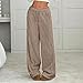 Funnyrap Women's Plush Fuzzy Pajama Pants Warm Cozy Pj Bottoms Elastic Waist Wide Leg Lounge Pants Flannel Pajamas Bottoms Dark Brown