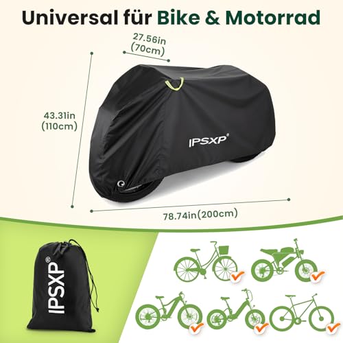 IPSXP Fahrradabdeckung,Schwergewicht 210D Oxford Fahrrad Abdeckungen Wasserdicht,Wasserdicht, Schneefest… – Ansicht 2