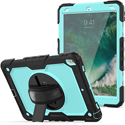 Case for iPad pro 10.5 2017/iPad air 3 10.5 2019 with 360 degree rotatable Folding stand,Trendy Shockproof case with Wrist Strap and Shoulder Strap