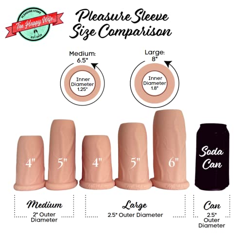 The Happy Wife Penis Sleeve | Cock Sheath | Male Girth Enhancement |Open Head For Sensitivity | Sexual Pleasure Enhancer For Men, Women & Couples | Nude Color, Large Girth 5" X 2.5" #TOP6