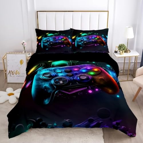 Parure de lit imprimée 3D manette de jeu : housse de couette douce 150x220