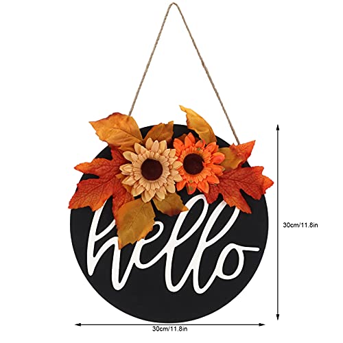 Shanrya Prato de porta de madeira de Ação de Graças, pingente de decoração de casa de madeira álamo,