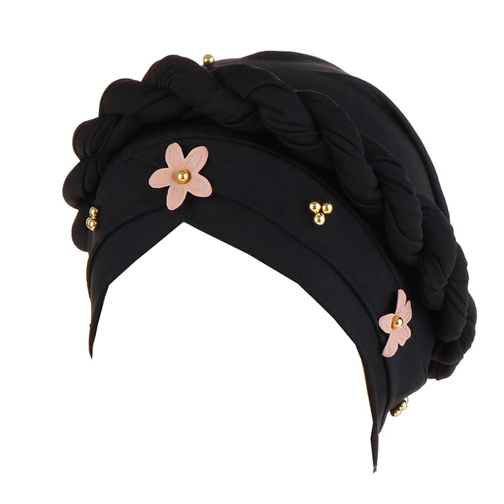 JDYaoYing Chemo Cancer Muslim Hat Cap Flower Hair Cover Wrap Turban Cap for Women Navy