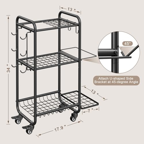 Jusgym Weight Rack for Home Gym, All in One Yoga Mat Storage Rack, Workout Equipment Storage with Wheels and Hooks for Dumbbells Kettlebells Foam Rollers, Powder Coated Finish Steel