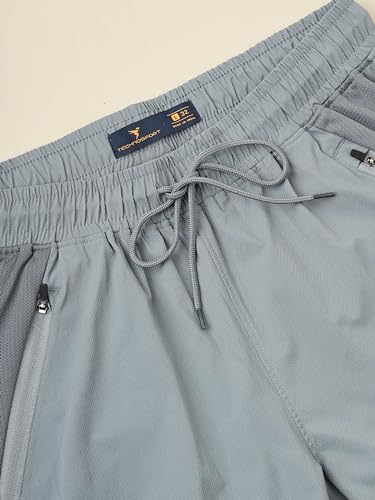 Image of TECHNOSPORT Mens Woven Regular Fit Activewear Joggers for Running, Gym, Sports and Regular Use Stretchable, Colorblock and Antimicrobial