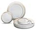 "OCCASIONS" 50 Pack, Premium Disposable Plastic plates ( 25 x 10.5'' Dinner + 25 x 6'' Cake plates) Celebration White/Gold