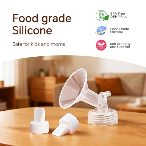 PumpMom-US Kołnierzowe zawory kaczki 13 mm i ochraniacz na przepływ zwrotny kompatybilne z akcesoriami do laktatorów Spectra S1 S2 9Plus, zamienna osłona piersi do części pompy Spectra (13 mm)