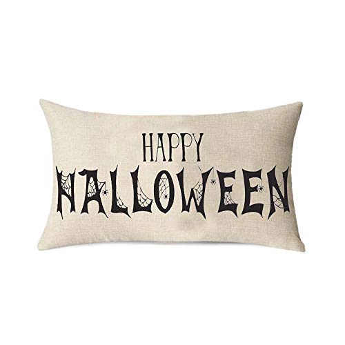ZYCH Happy Halloween Trick or Treat Cotton Linen Square Throw