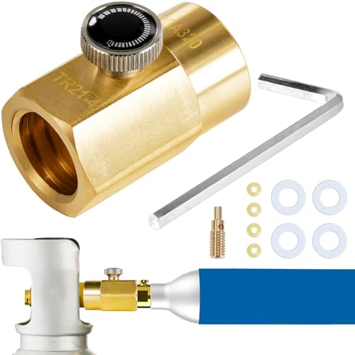 GURUDAR CO2 Cylinder Refill Adapter for CGA320 CO2 Tank to Refill TR21-4 CO2 Canister, CO2 Refill Station Connector Kit Compatible with FIZZI ONE TOUCH JET Soda Maker