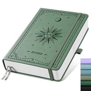 EMSHOI Blank Notebook Journal – 320 Pages, 100gsm Thick Paper, A5 Hardcover Leather, Art Sketchbook for Drawing, Unlined, Plain Sketch Book for Women Men Work Writing, 5.75 X 8.38, Green