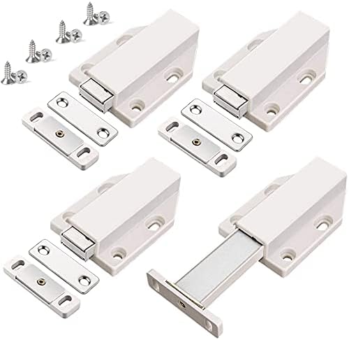 Push to Open Door Catches Jiayi 4 Pack Cabinet Magnetic Push Door Catches Cupboard Push Latch Release Door Magnet Kitchen Drawer Closer Push Opener for RV Door Damper Large Wardrobe Closure