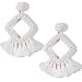 Produktbild Bascolor Quasten Ohrringe Damen Ohrschmuck Ohrstecker Statement Hängende Ohrringe Mädchen Geometrische Acryl Perlen Quasten Baumelnde Tropfen Ohrringe Modeschmuck (Weiß)