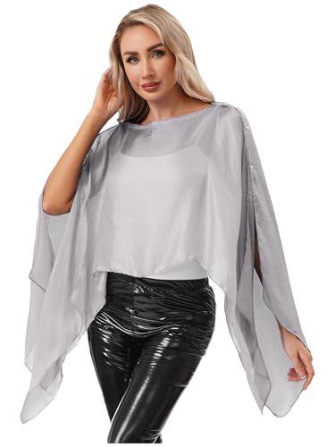 Jugaoge Capa de gasa para mujer, elegante, irregular,...