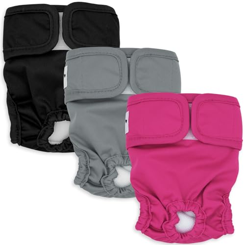 Image of 3Pcs Reusable Female Dog Diapers Physiological Pants, Pet Hygiene Panties Adjustable Shoulder Strap Size for Pets Menstrual Period Multiple Colors S