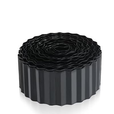 Quibbay Metal Corrugated Garden Edging, 4" x 50Ft Landscape Edging Border for DIY Flower Beds, Flexible Bender Border for Lawn, Garden and Yard, Sturdy Galvanized Garden Edging Border, Black