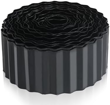Quibbay Metal Corrugated Garden Edging, 4" x 50Ft Landscape Edging for DIY Flower Beds, Flexible Bender Border for Lawn, Garden and Yard, Sturdy Galvanized Garden Edging, Black