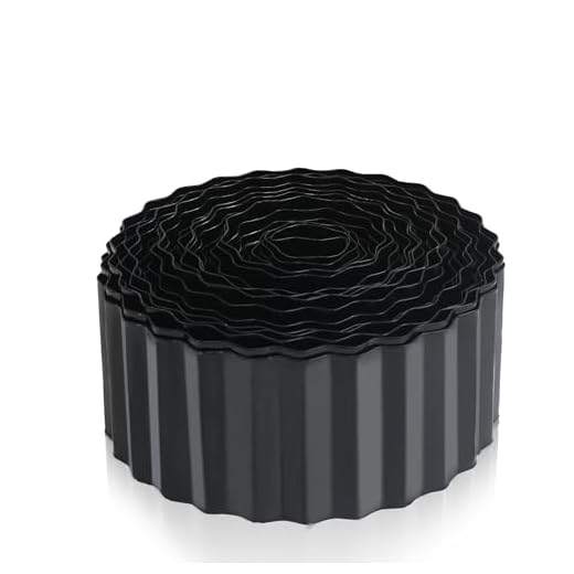 Quibbay Metal Corrugated Garden Edging, 4" x 50Ft Landscape Edging for DIY Flower Beds, Flexible Bender Border for Lawn, Garden and Yard, Sturdy Galvanized Garden Edging, Black