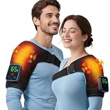 Controllo app, 6 livelli di calore e 3 modalità, massaggiatore a spalla senza fili, con batteria da 5000 mAh e pannello touch LED, per spalle e uomini da donna (B)