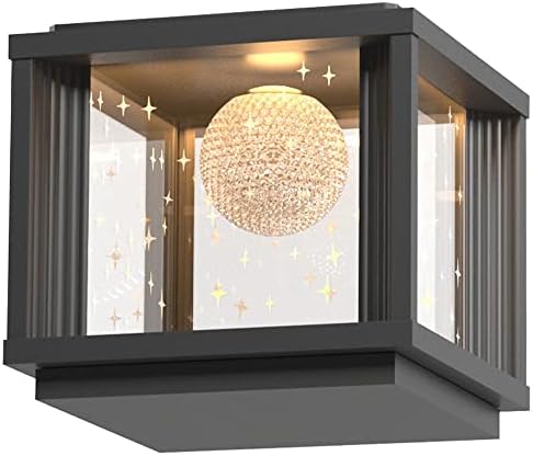 YHQSYKS Solar Post Light Fixture Outdoor Courtyard Column Post Lighting Exterior Waterproof Post Lantern Square Black Outdoor Solar Pillar Lights LED Lights For Patio Posts Garden Decor