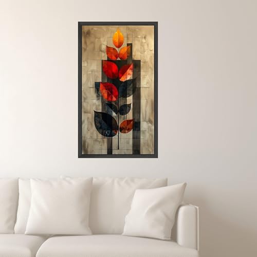 Tableau abstrait moderne de feuilles d'automne 30x50cm pour decoration - 2