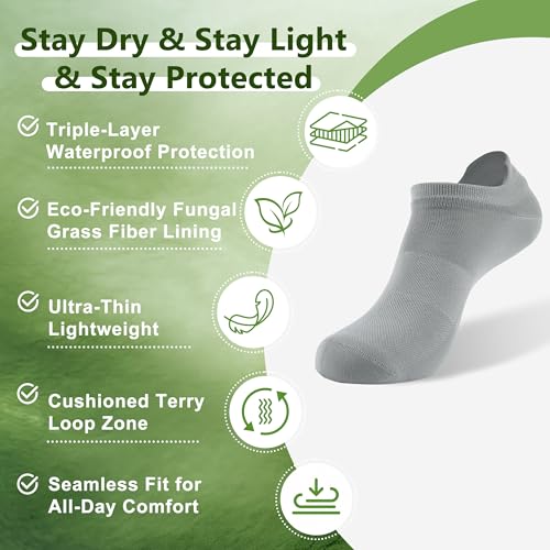 Image of RANDY SUN Waterproof Socks - Ultra Thin Seamless Cushion Socks with Eco-Friendly Juncao Inner, Breathable & Sweat-Friendly