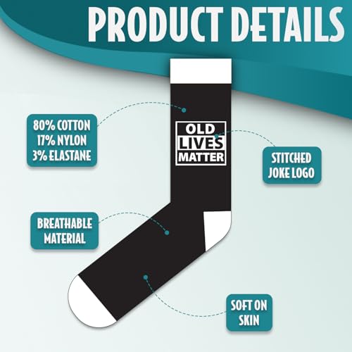SC Products Old Lives Matter Funny Socks | Size 6-12 Cotton Novelty Socks Funny Gifts for Men | Rude Secret Santa Gifts For Men Stocking Fillers | Christmas Presents For Dad Joke Presents for Grandad - Image 3