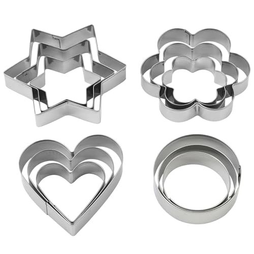12 Pcs Star Cookie Cutters Heart Cookie Cutters Progressive Size ...
