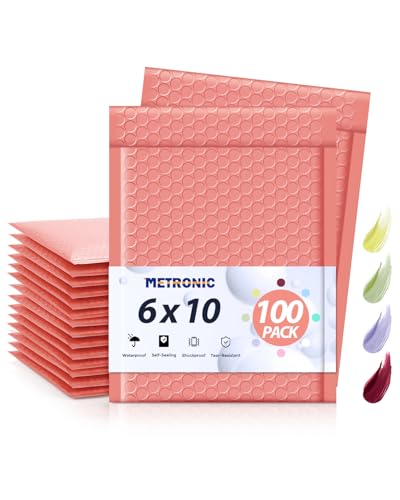 Image of Metronic Bubble Mailers 6x10 inch 100 Pack Pale Pink Self-Seal Padded Envelopes