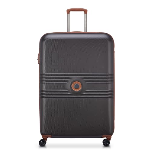 Delsey Flanerie SE 82cm Check In trolley, Chocolate, 4 spinner wheels, polycarbonate hard shell, expandable, TSA lock, dual handle, spacious interior, 5-year warranty