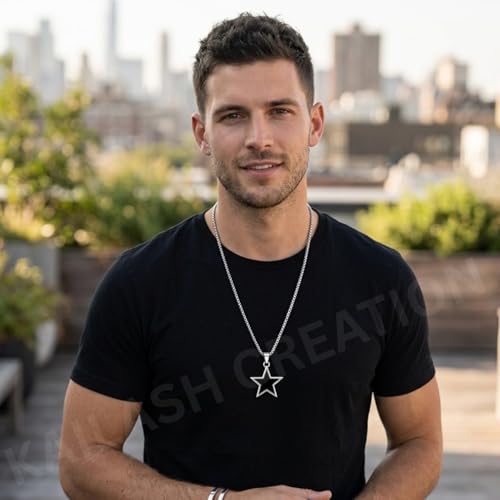 Image of Men's Stainless Steel Pendant Chain | Anti-Tarnish Silver Geometric Pendant Chain with Black Enamel Locket | Premium Stylish Neck Chain for Boys & Men | Durable Daily Wear Jewellery Gift for brother, Boyfriend and Husband