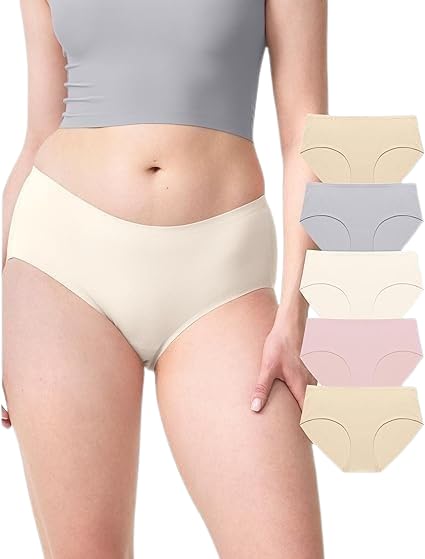 shaperx Womens Seamless Underwear Breathable Stretch Bikini Panties Multicolour Pack of 5 Plus Size Everyday Panty-picture-44
