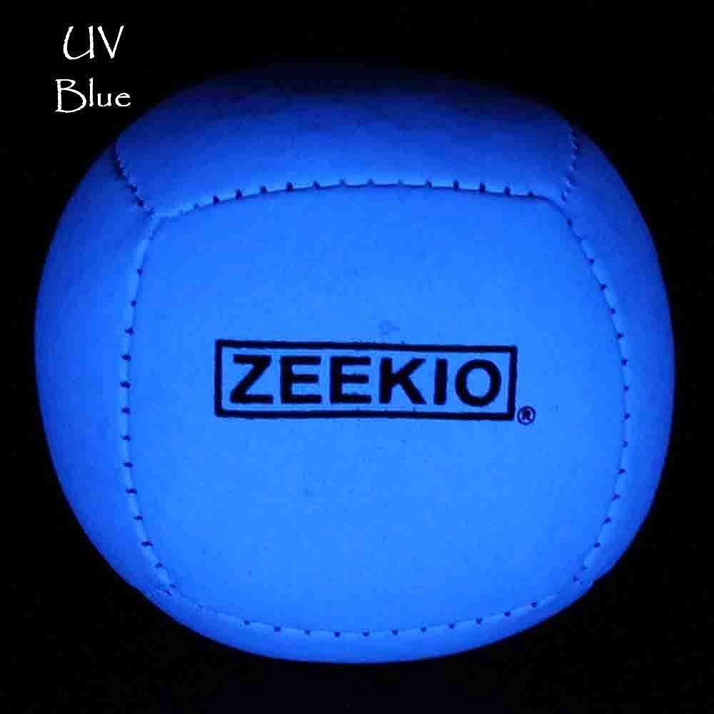 Zeekio Lunar Juggling Balls - [Set of 3], Professional UV Reactive, 6-Panel Balls, Synthetic Leather, Millet Filled, 110g Each, Solid Blue