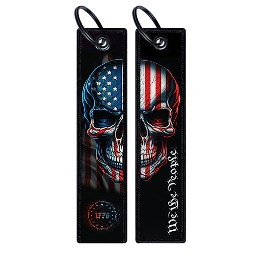 Patriotic Jet Tag Key Tag for attachment to keys, bags, Luggage and more. Made of Nylon Set of 2