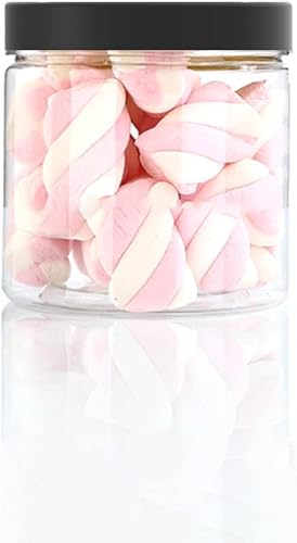 Miniatura 4 de Tarros de plástico vacíos de boca ancha transparentes de 14 onzas (14.2 fl oz, 12 unidades) con tapas y etiquetas negras mate, recipientes redondos