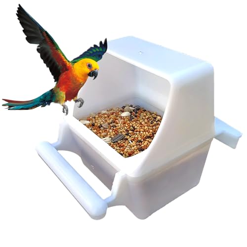 2 Comederos para Pájaros, Platos de Alimentación Con Taza de Plástico, Dispensador de Alimentos y Cuencos para Jaula