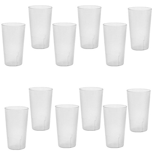 32 oz. (Ounce) Restaurant Tumbler Beverage Cup, Stackable Cups, Break-Resistant Commmerical Plastic, Set of 12 - Clear